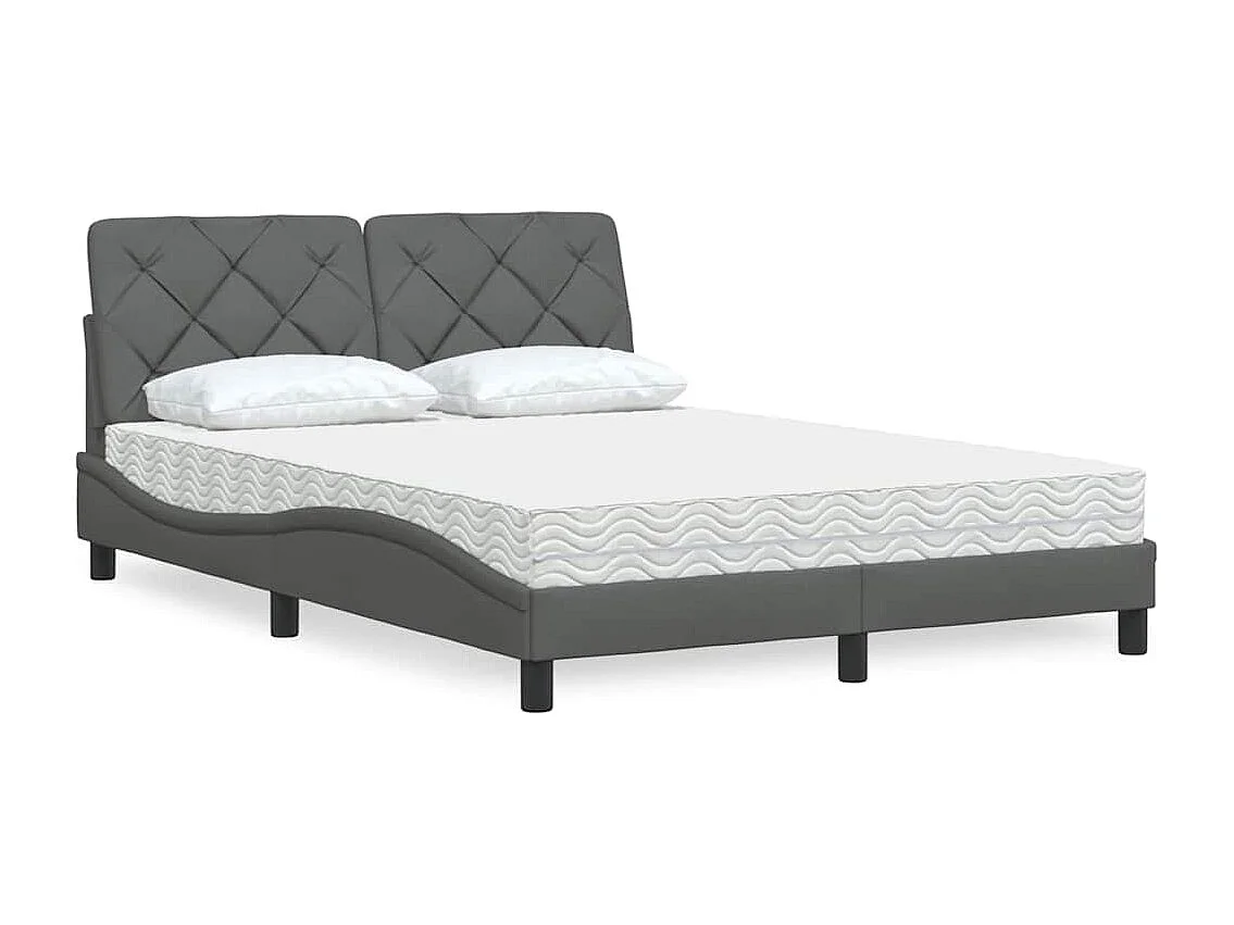 Bed met matras stof donkergrijs 140x190 cm