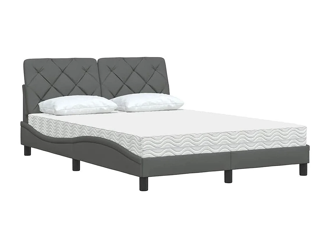 Bed met matras stof donkergrijs 140x190 cm