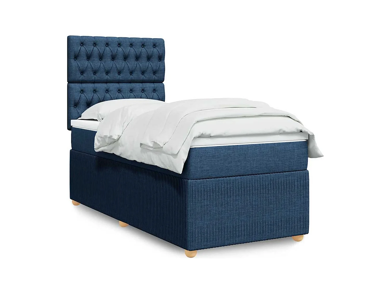 Boxspringbett mit Matratze Blau 90x190 cm Stoff