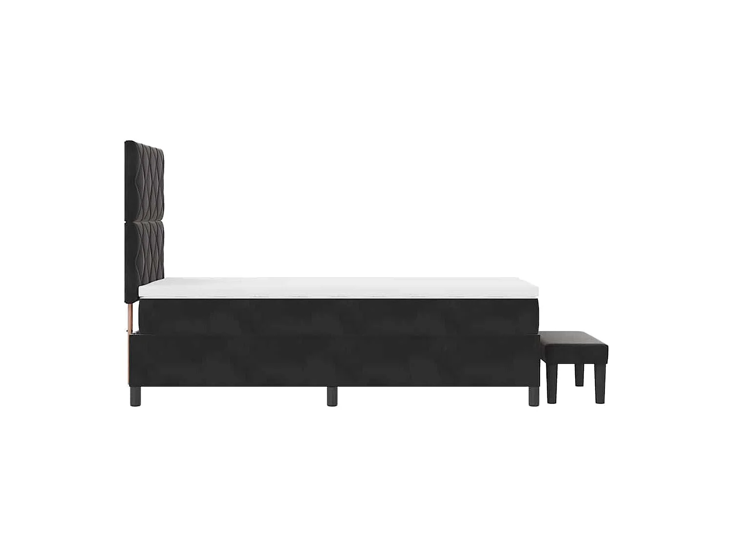 Letto a molle con materasso Nero 90 x 190 cm Velluto
