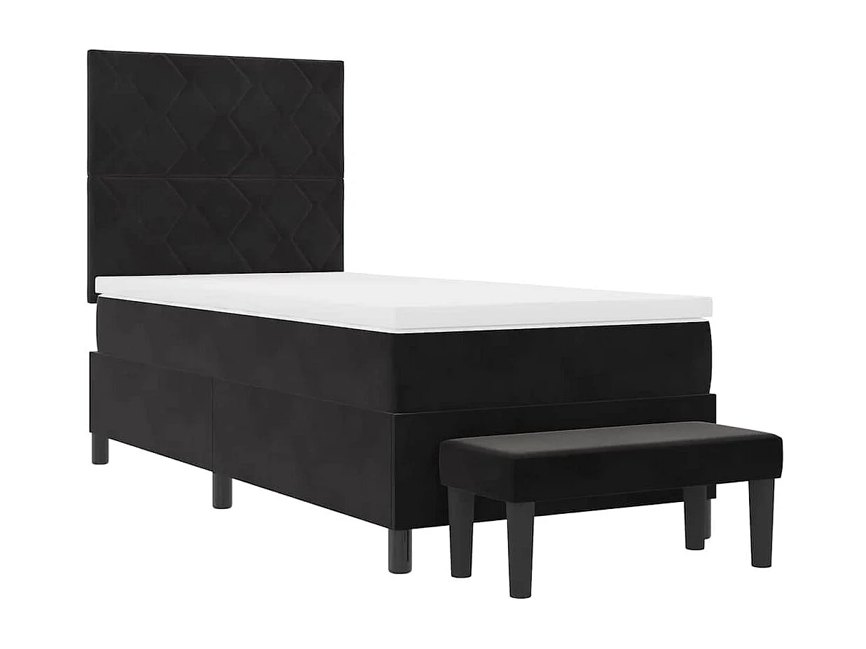 Letto a molle con materasso Nero 90 x 190 cm Velluto