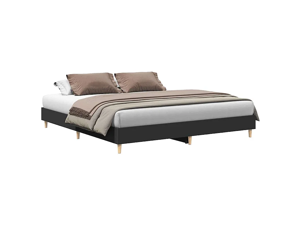Cadre de lit sans matelas noir 180x200 cm bois d'ingénierie
