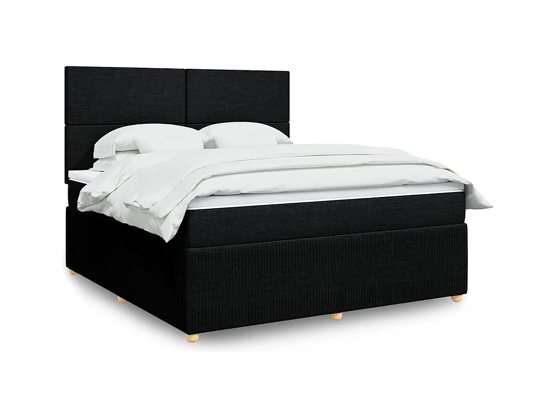 Boxspringbett mit Matratze Schwarz 180x200 cm Stoff
