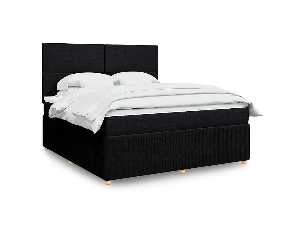 Giroletto a Molle con Materasso Nero 180x200 cm in Tessuto