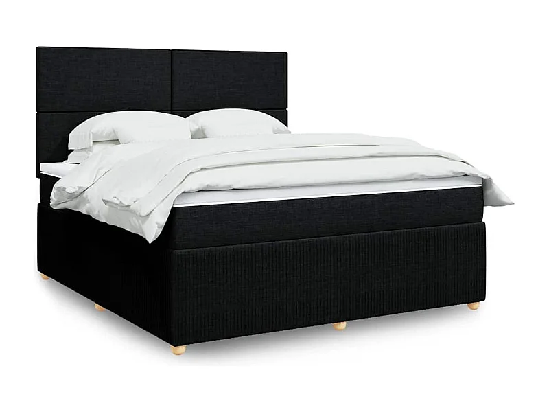 Boxspring met matras stof zwart 180x200 cm