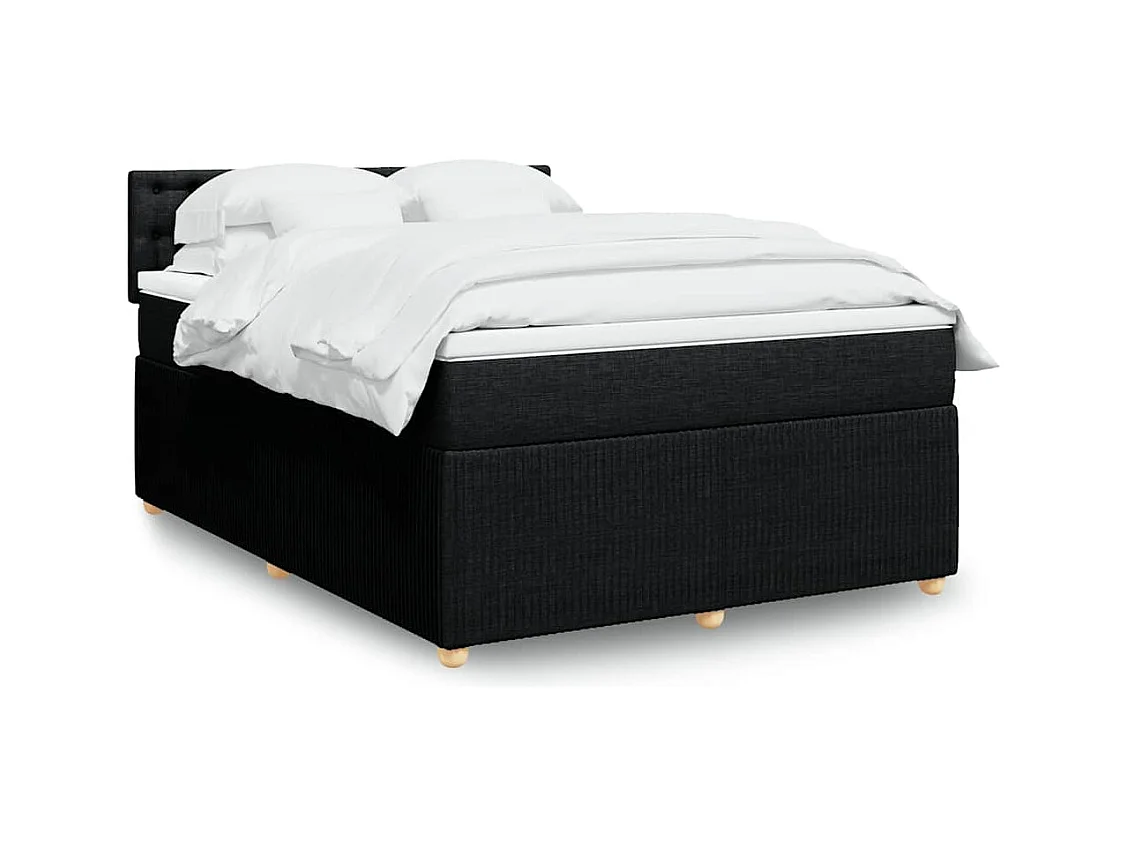 Cama com molas/colchão 140x190 cm tecido preto