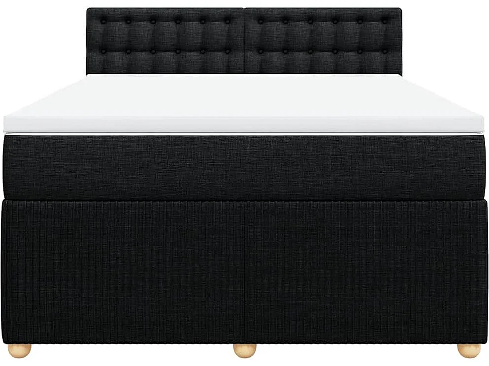 Cama box spring con colchón tela negro 140x190 cm