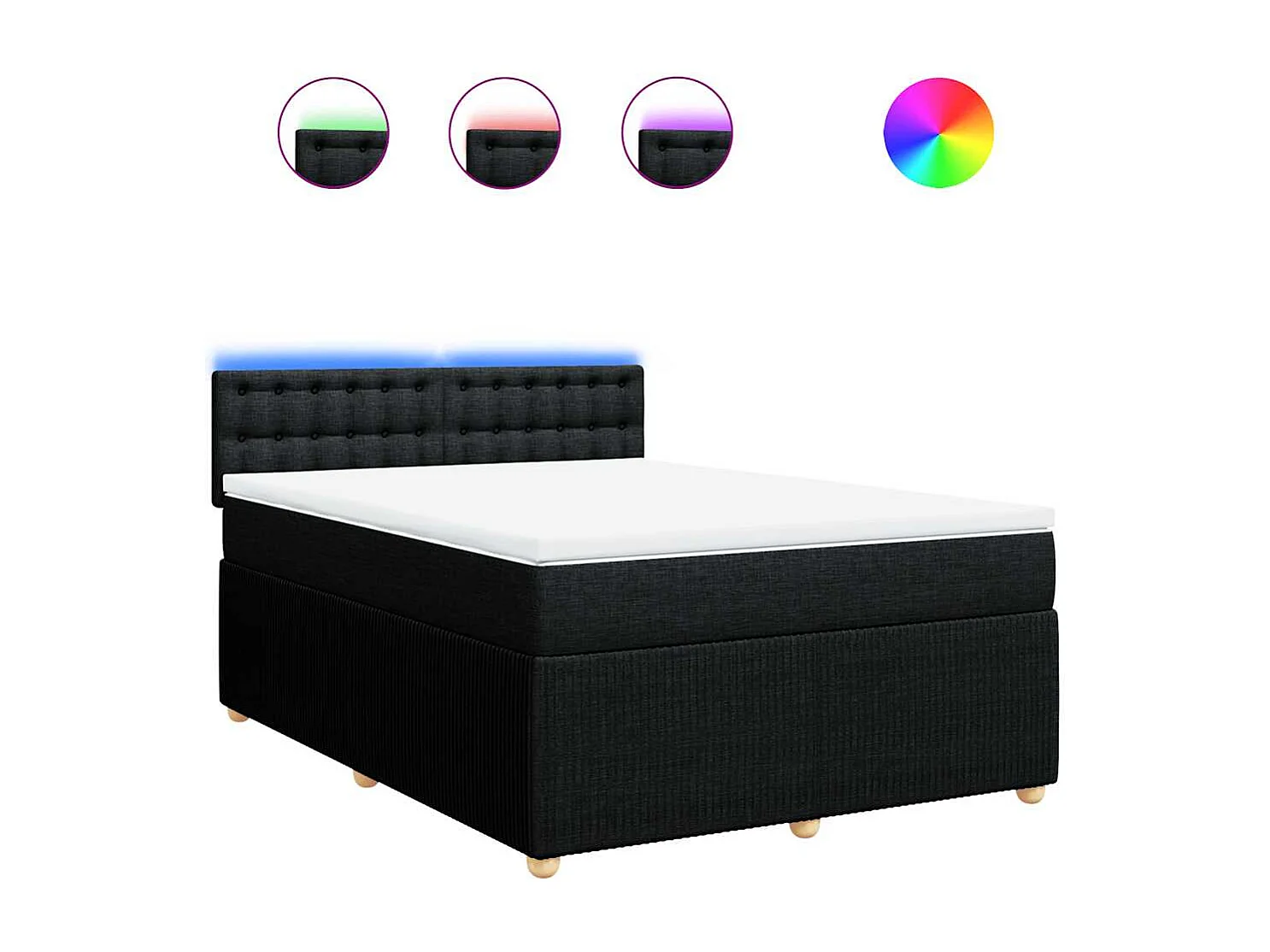 Boxspringbett mit Matratze Schwarz 140x190 cm Stoff