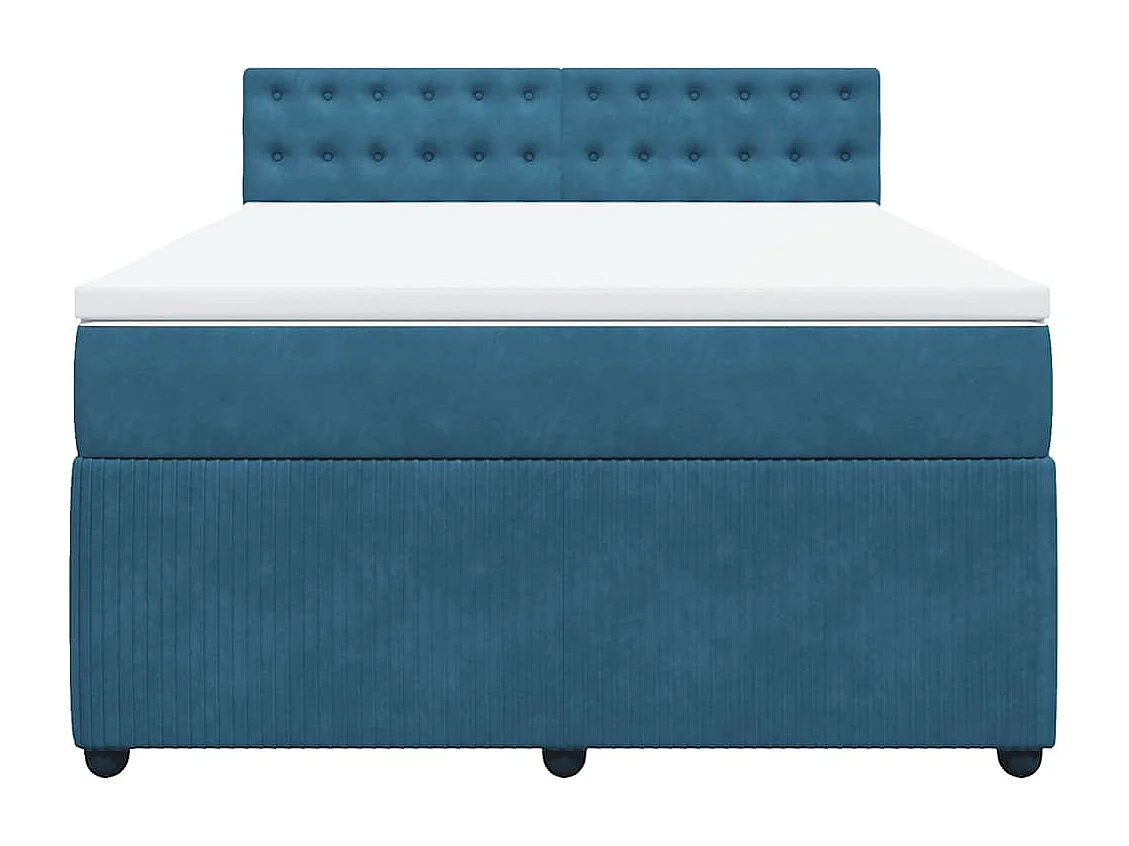 Boxspringbett mit Matratze Blau 140x190 cm Samt