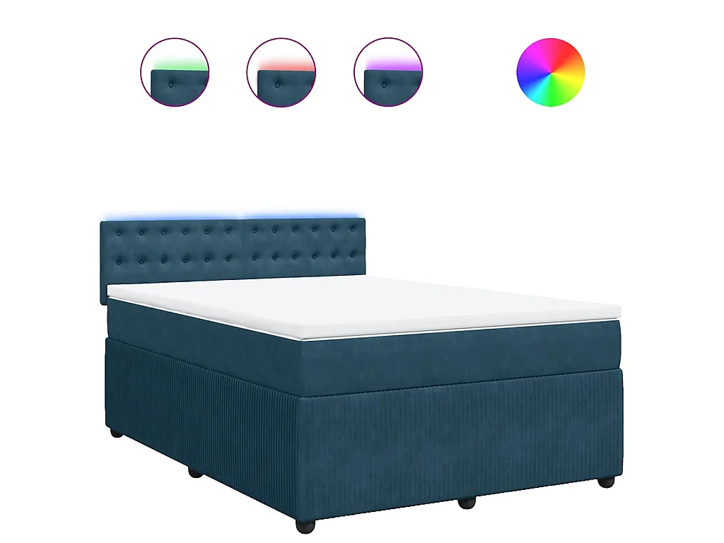 Boxspringbett mit Matratze Blau 140x190 cm Samt