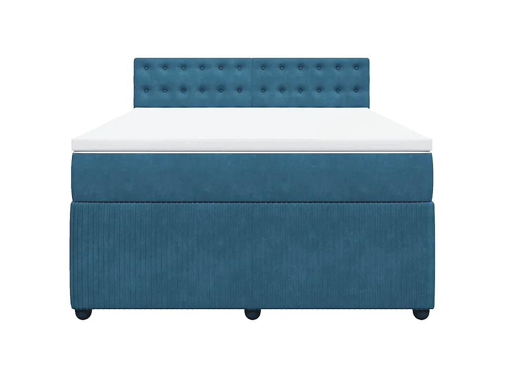 Boxspringbett mit Matratze Blau 140x190 cm Samt