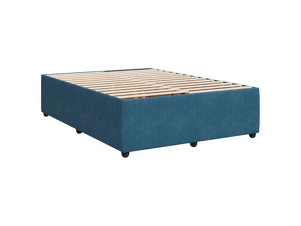 Boxspringbett mit Matratze Blau 140x190 cm Samt