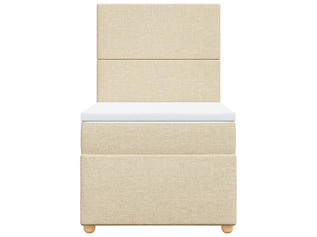 Cama box spring con colchón tela color crema 90x190 cm