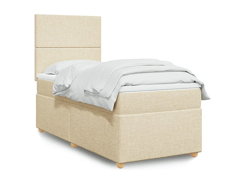Boxspringbett mit Matratze Creme 90x190 cm Stoff