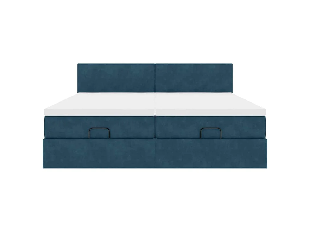 Cadre de lit ottoman avec matelas bleu foncé 160x200 cm velours