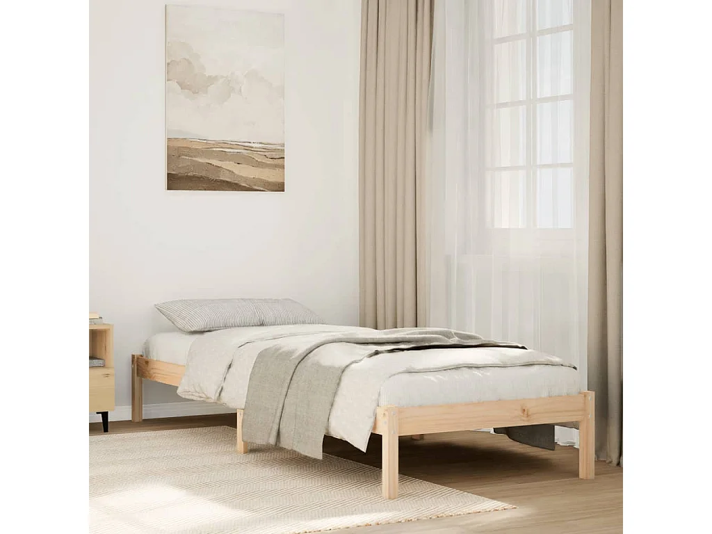 Cadre de lit extra long sans matelas 90x220 cm bois massif pin