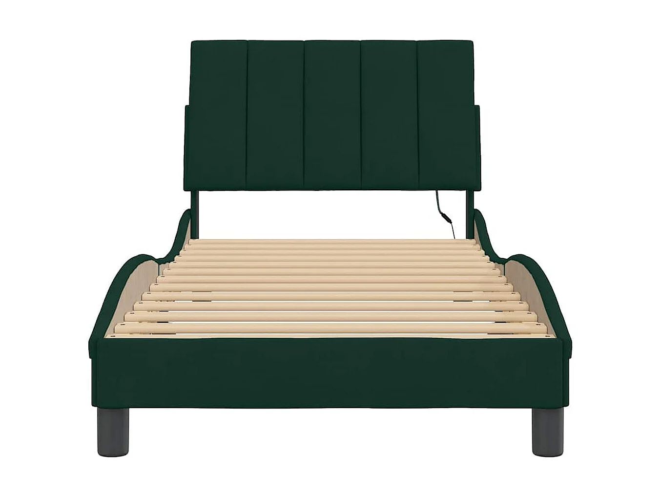Cadre de lit avec LED sans matelas Hanko vert foncé 90x200 cm velours