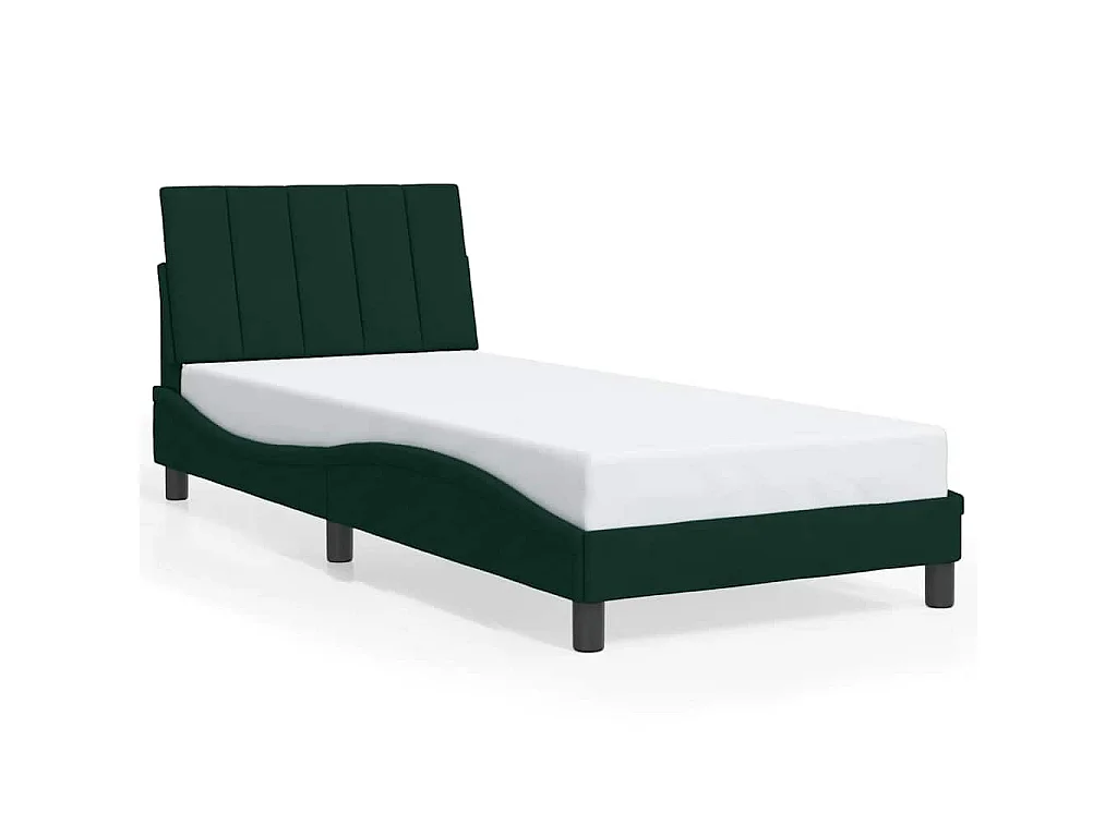 Bedframe met LED zonder matras "Hanko"  fluweel donkergroen 90x200 cm