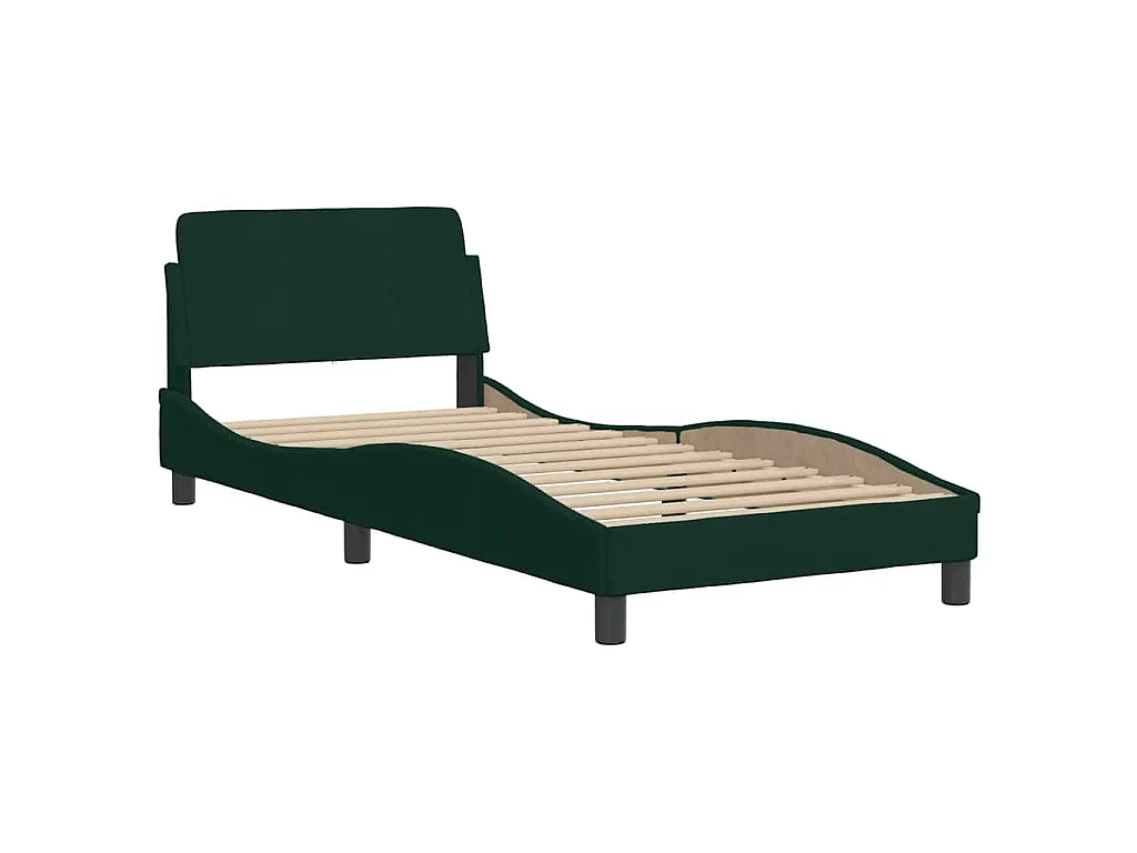 Bedframe met LED zonder matras "Hanko"  fluweel donkergroen 90x200 cm
