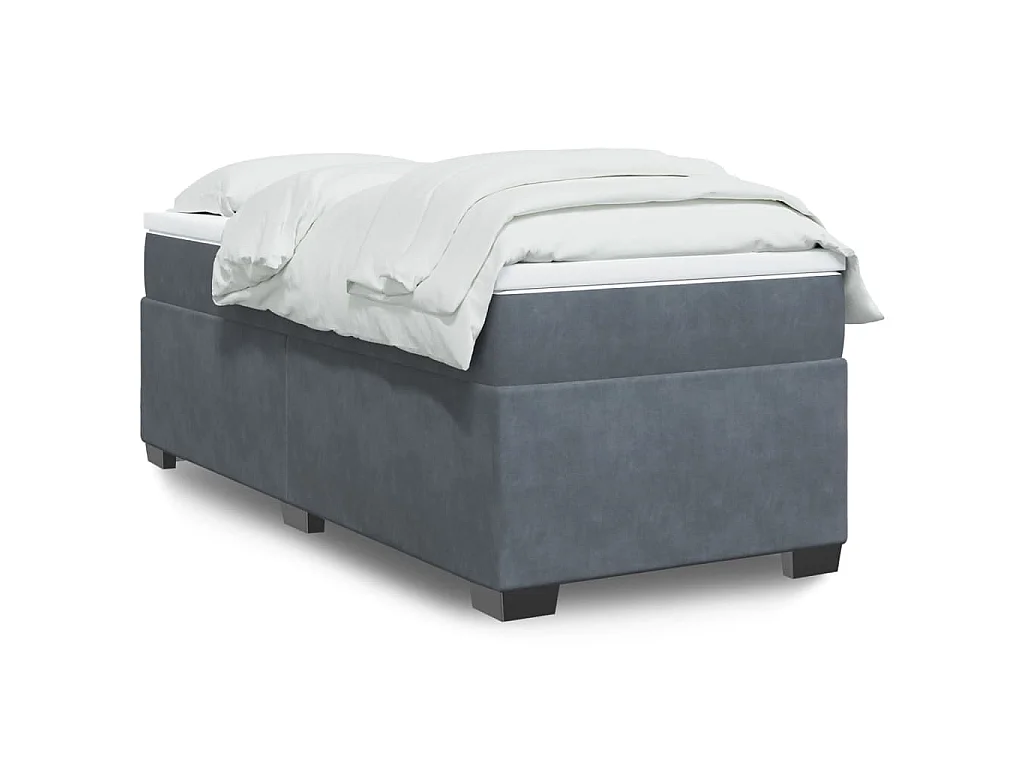 Sommier à lattes de lit et matelas Gris foncé 90x190 cm Velours