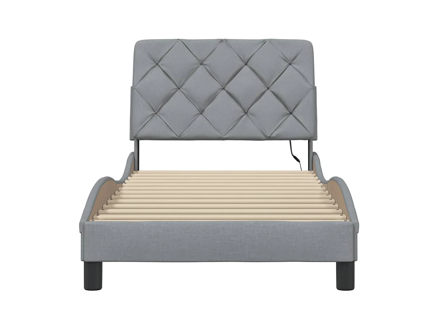 Estructura cama con LED sin colchón tela gris claro 90x190 cm