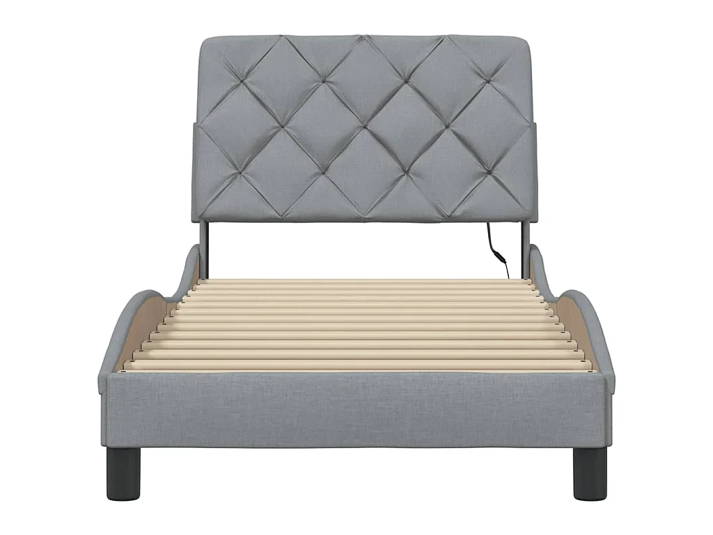 Cadre de lit avec LED sans matelas gris clair 90x190 cm tissu