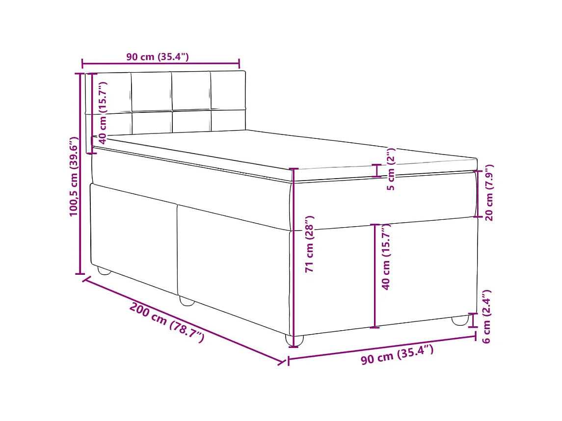 Boxspringbett mit Matratze Taupe 90x200 cm Stoff