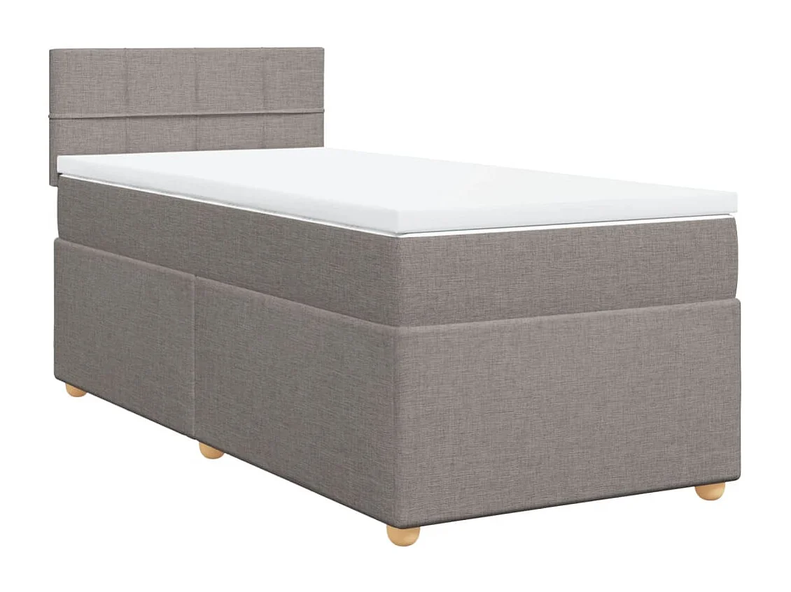 Cama box spring con colchón tela gris taupe 90x200 cm