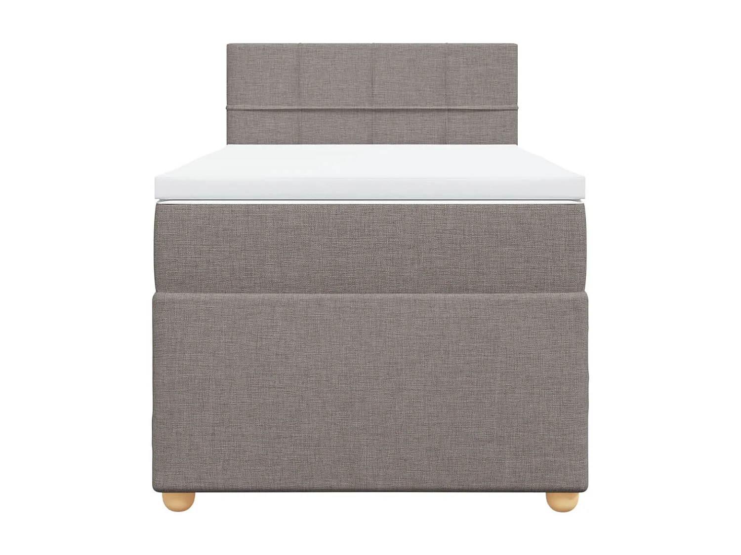 Cama box spring con colchón tela gris taupe 90x200 cm