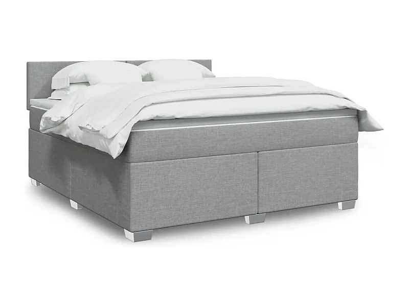 Boxspringbett mit Matratze Hellgrau 180x200 cm Stoff