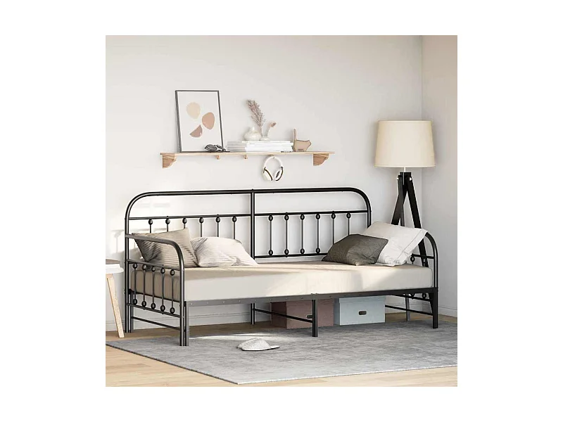 Struttura per letto di giorno Nero 90 x 200 cm Acciaio