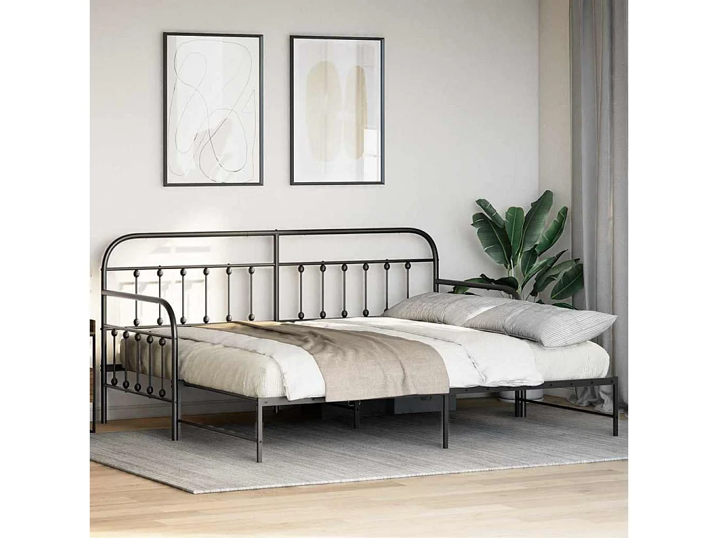 Bedframe voor een daybed Zwart 90 x 200 cm Gepoedercoat staal