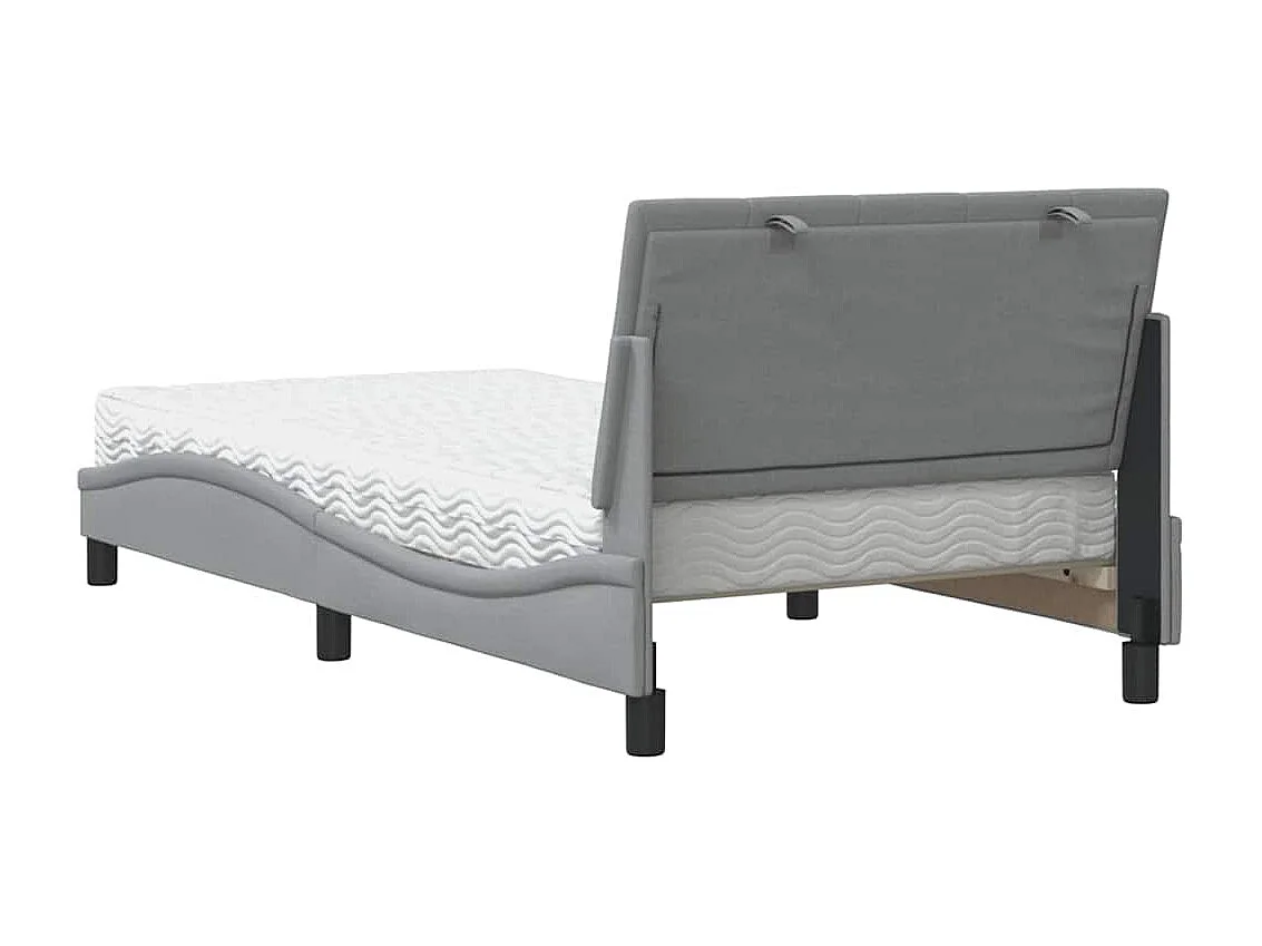 Lit avec matelas gris clair 100x200 cm tissu