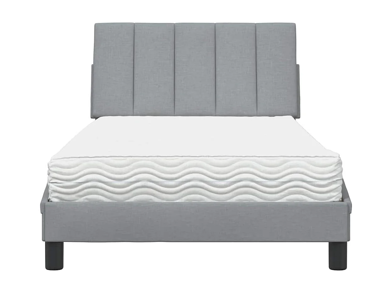 Bett mit Matratze "Hanko" Hellgrau 100x200 cm Stoff