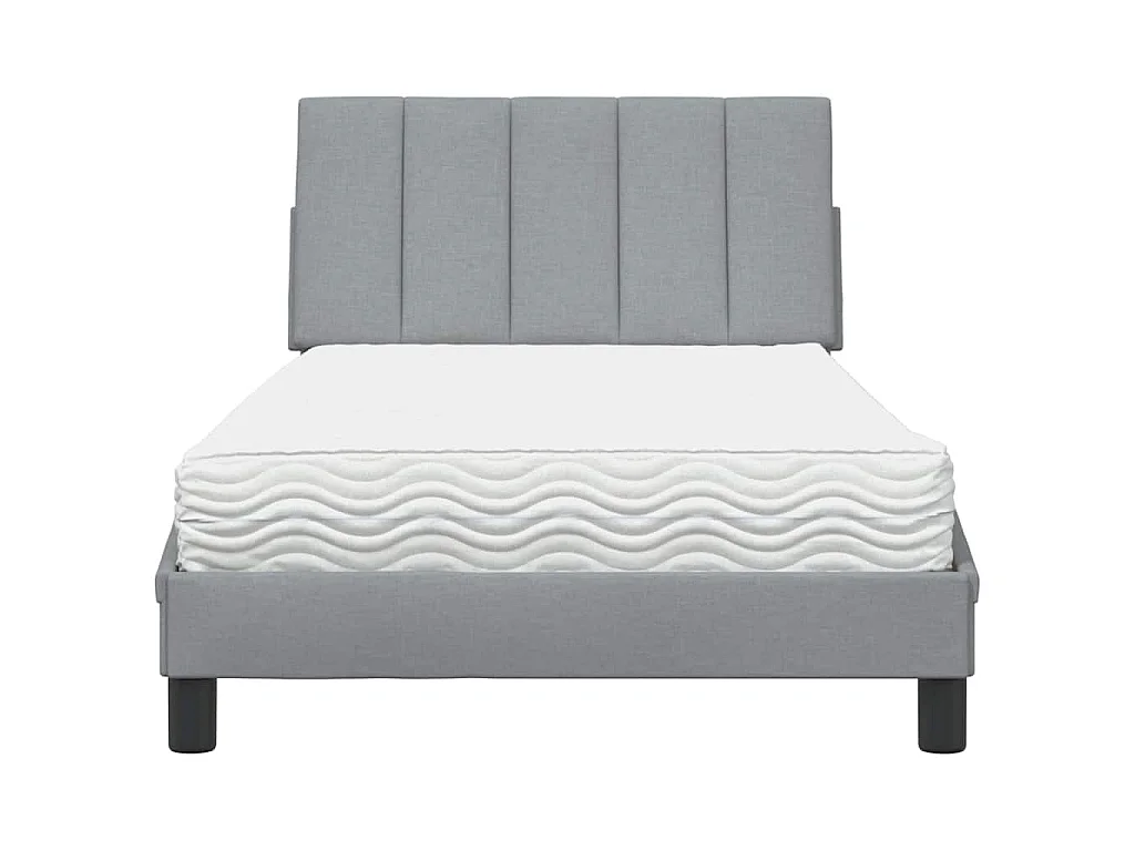 Lit avec matelas Hanko gris clair 100x200 cm tissu