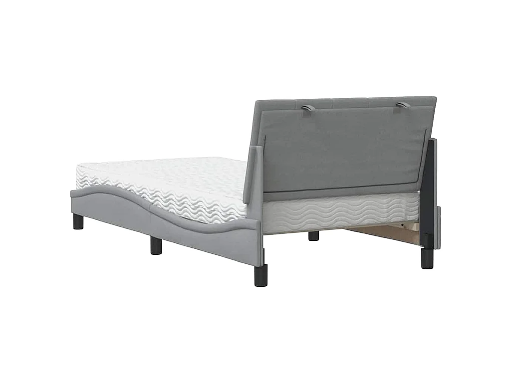 Lit avec matelas Hanko gris clair 100x200 cm tissu