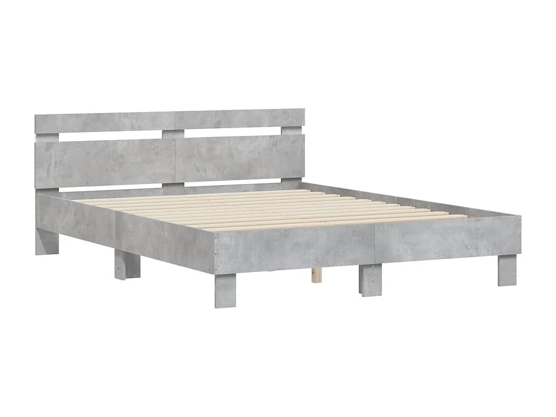 Cadre de lit avec LED sans matelas gris béton 140x190 cm