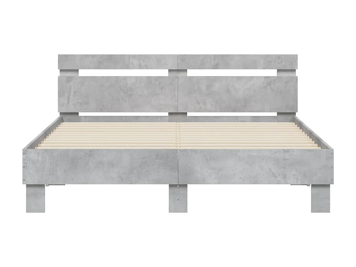 Cadre de lit avec LED sans matelas gris béton 140x190 cm