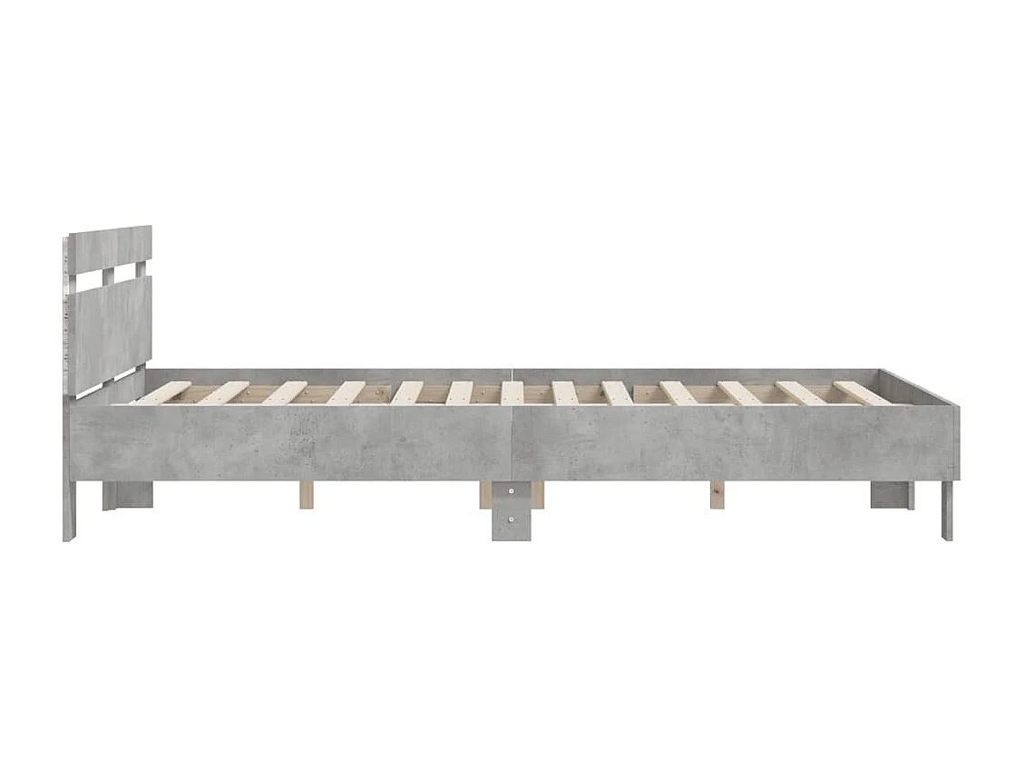 Cadre de lit avec LED sans matelas gris béton 140x190 cm
