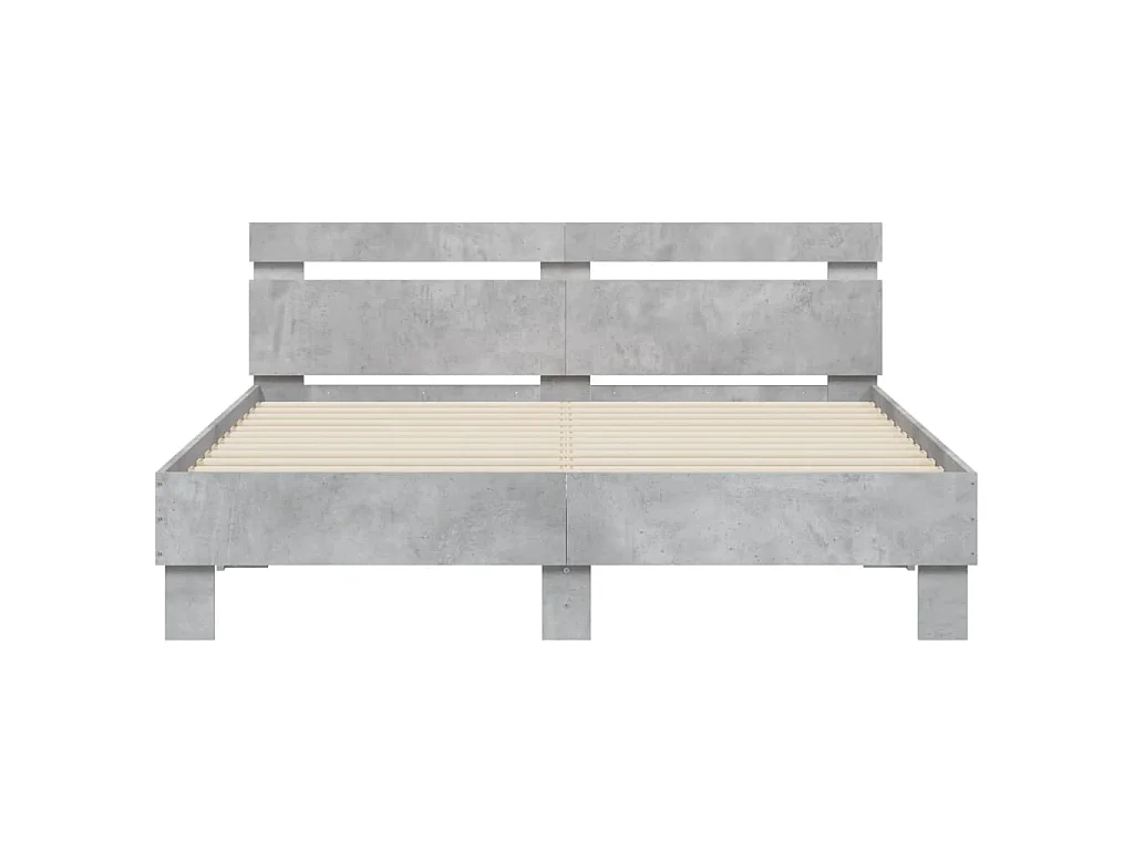 Cadre de lit avec LED sans matelas gris béton 140x190 cm
