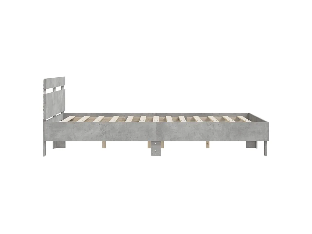 Cadre de lit avec LED sans matelas gris béton 140x190 cm