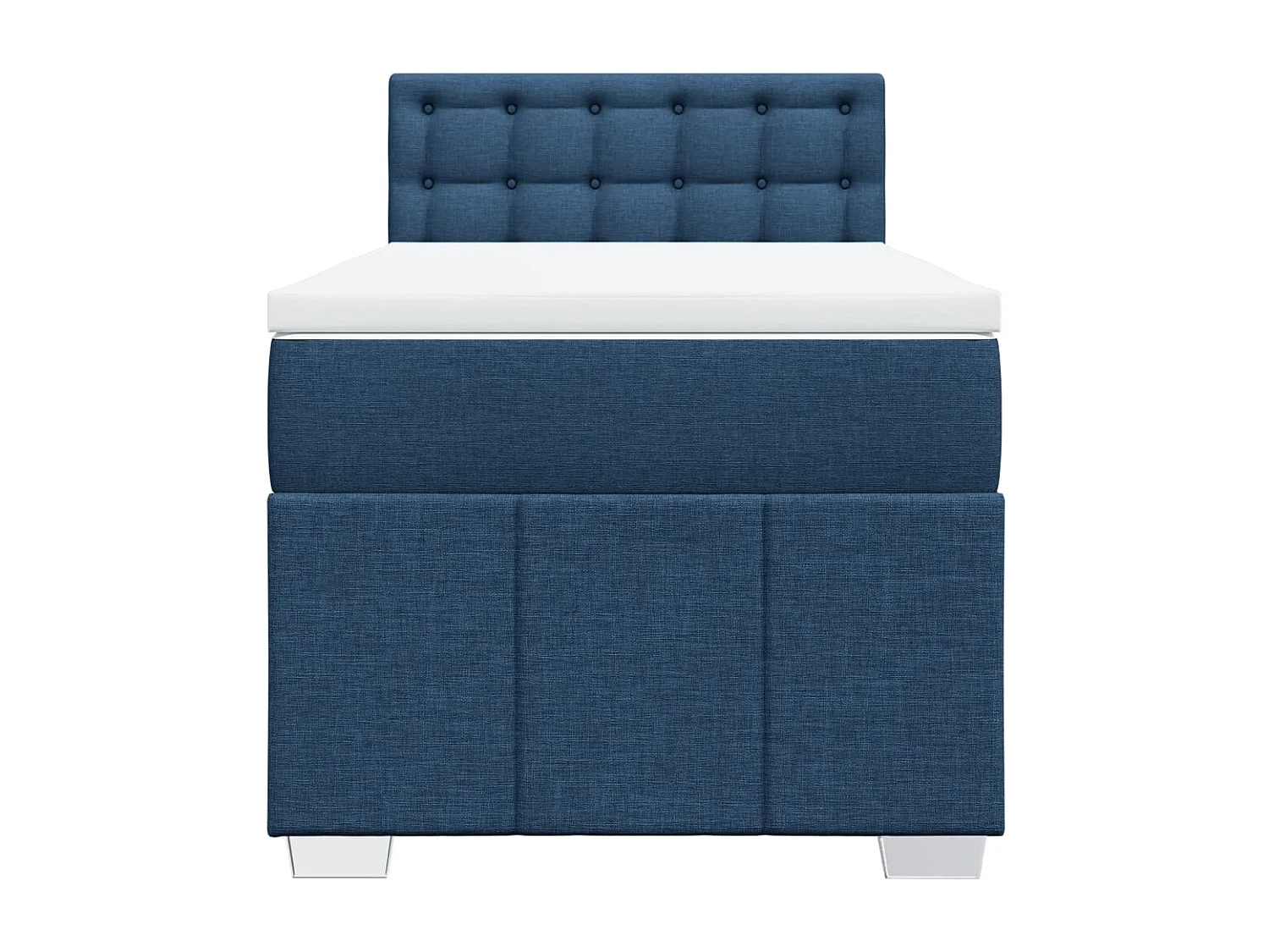 Cama box spring con colchón tela azul 90x190 cm