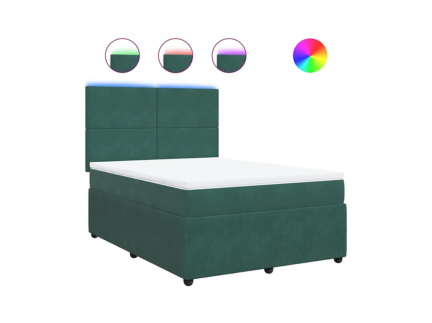 Sommier à lattes de lit et matelas Vert foncé 140x200cm Velours