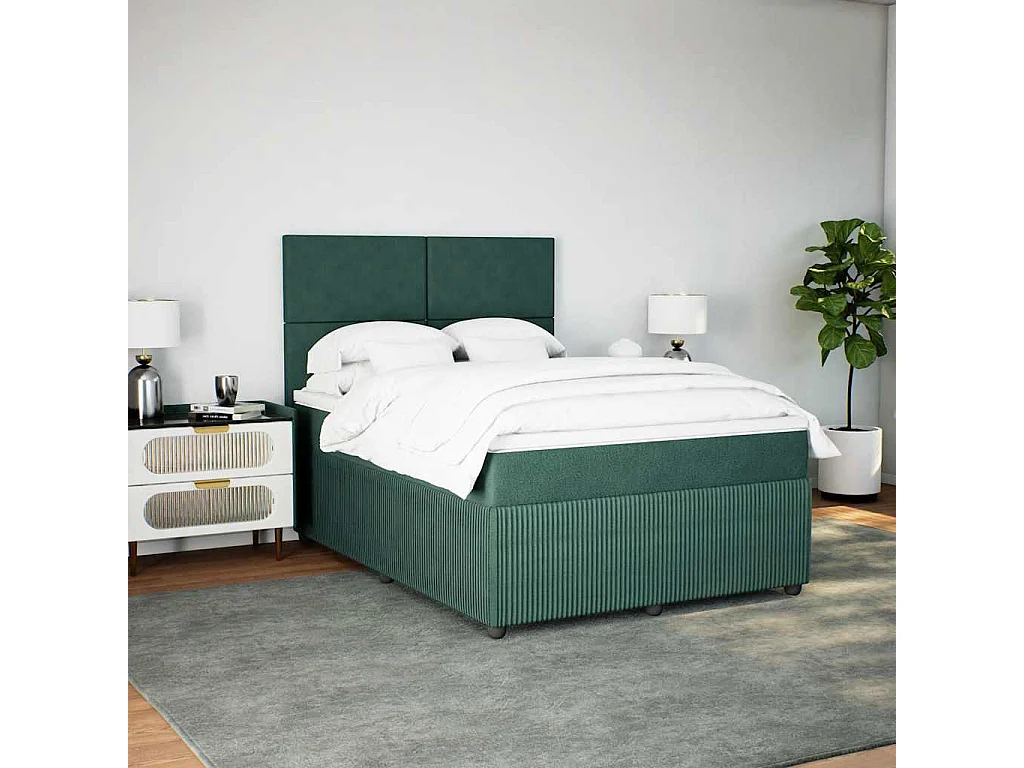 Boxspring met matras fluweel donkergroen 140x200 cm
