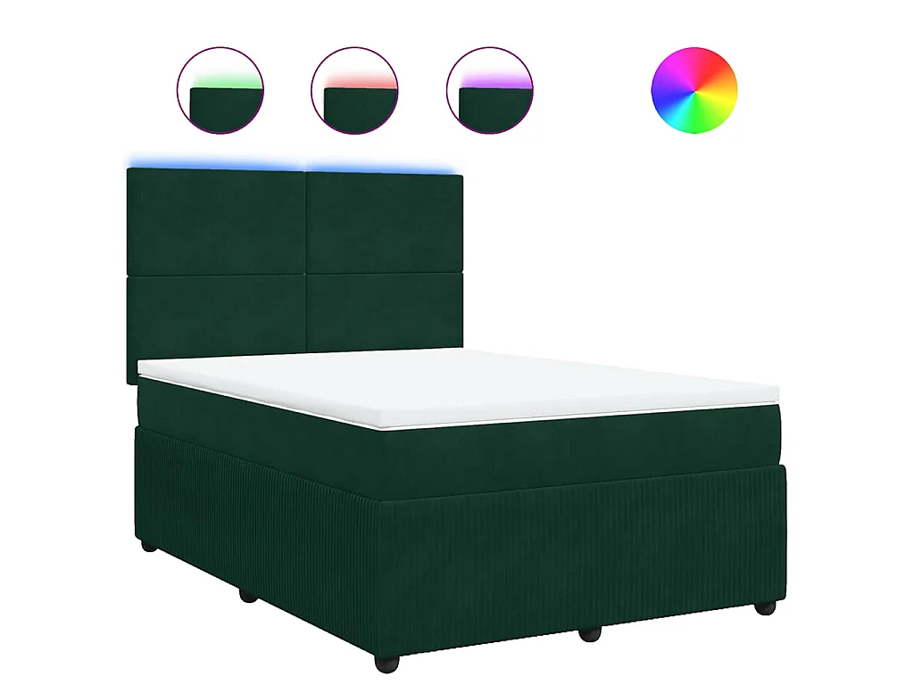 Boxspringbett mit Matratze Dunkelgrün 140x200 cm Samt