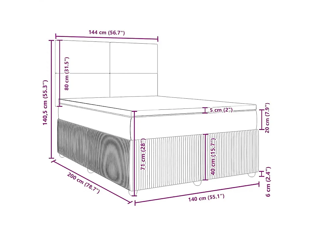Boxspringbett mit Matratze Dunkelgrün 140x200 cm Samt