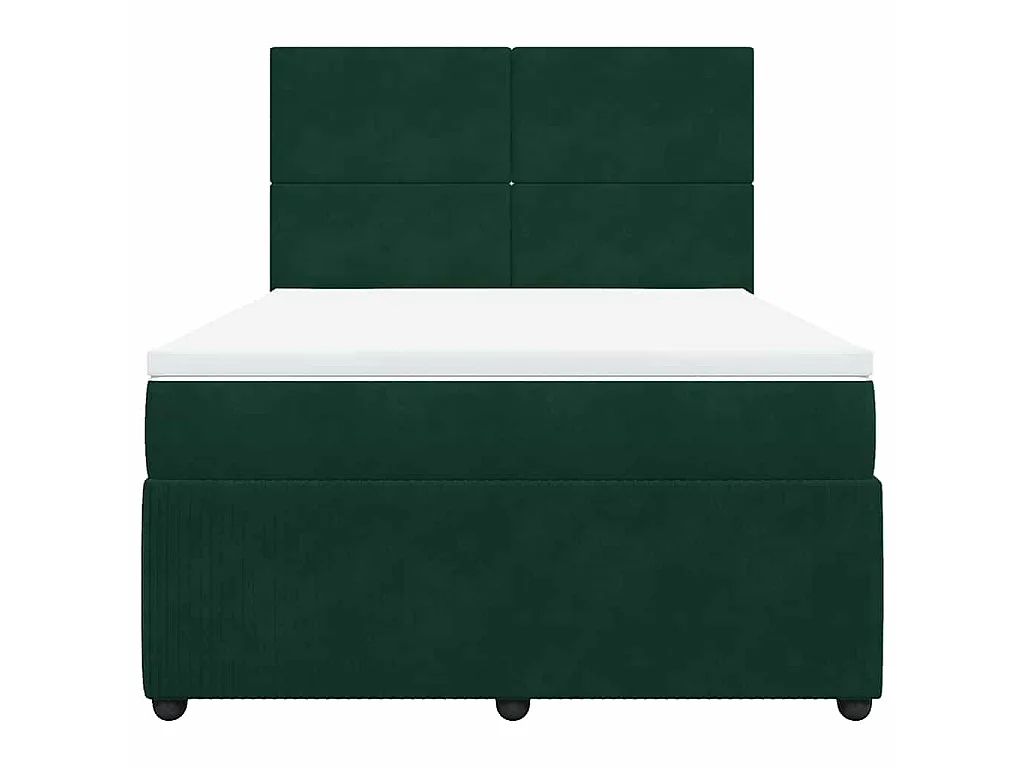 Boxspringbett mit Matratze Dunkelgrün 140x200 cm Samt