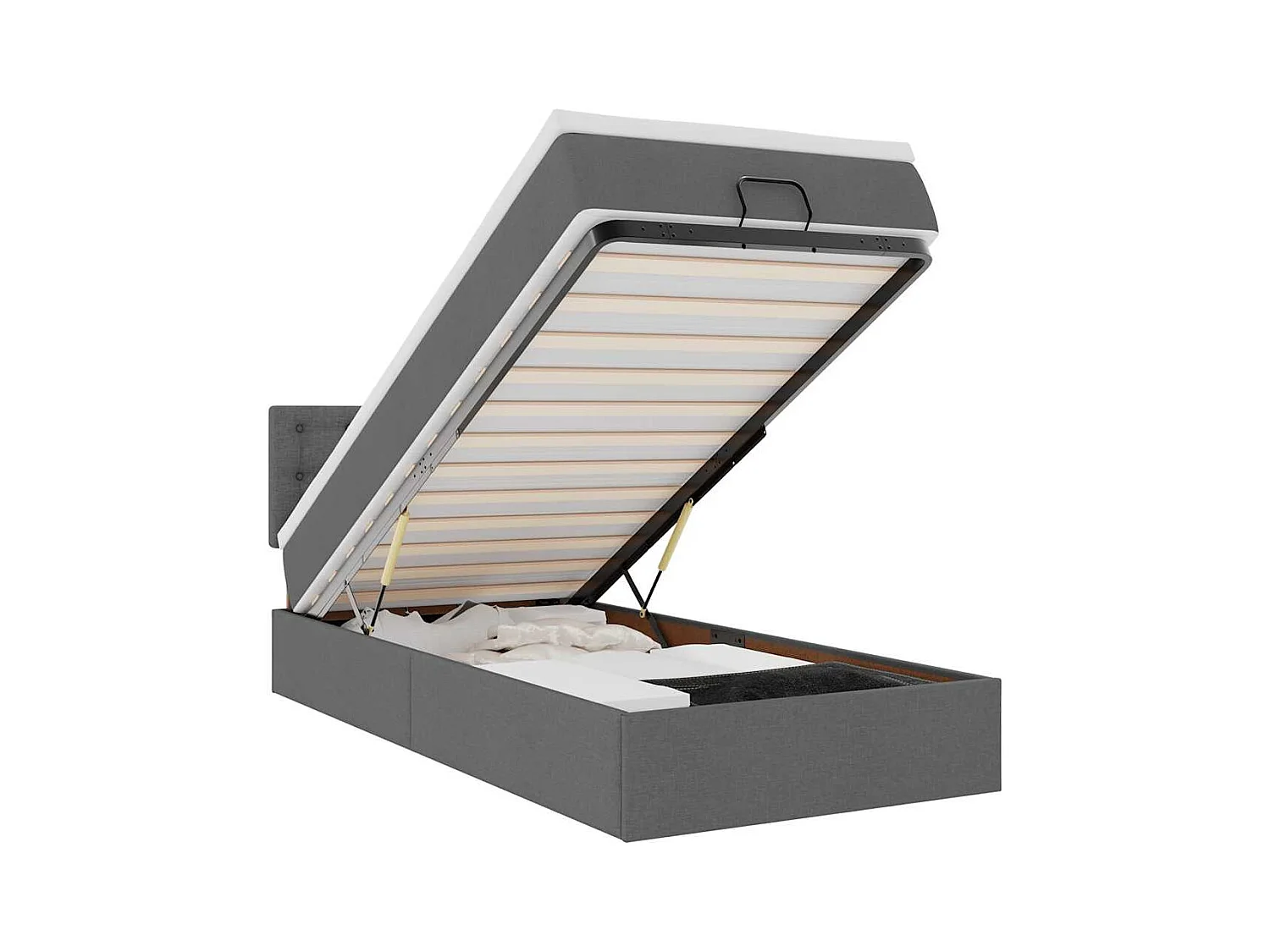 Ottoman-Bett mit Matratze Dunkelgrau 100x200 cm Stoff