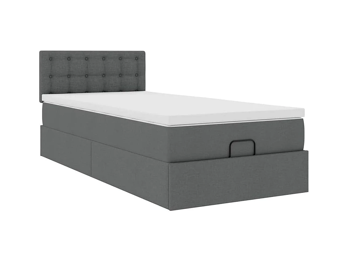 Ottoman-Bett mit Matratze Dunkelgrau 100x200 cm Stoff