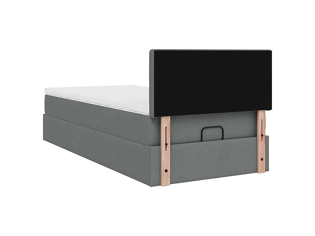 Cadre de lit ottoman avec matelas gris foncé 100x200 cm tissu